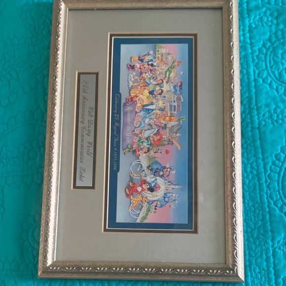 Walt Disney World Framed 25th Anniversary Ticket with Classic Characters - Picture 7 of 8